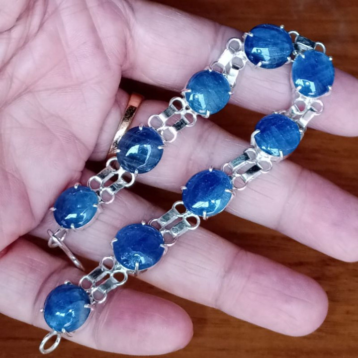 Raw Sapphire Bracelet | Sterling Silver Gemstone Jewelry