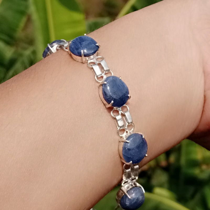 Raw Sapphire Bracelet | Sterling Silver Gemstone Jewelry