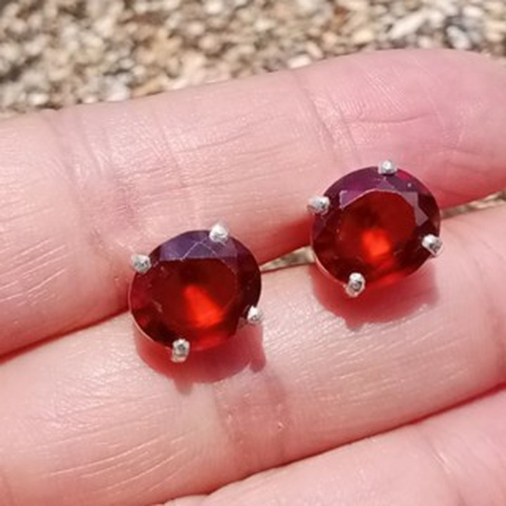 Sparkling Genuine Garnet Earrings | 925 Sterling Silver