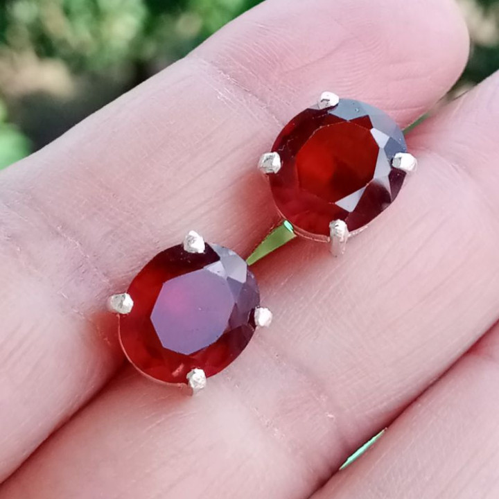 Sparkling Genuine Garnet Earrings | 925 Sterling Silver
