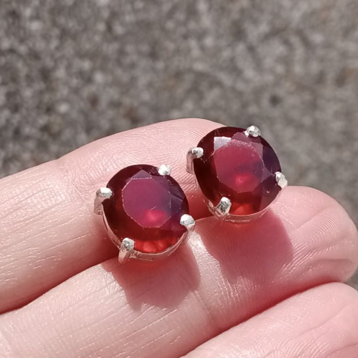 Sparkling Genuine Garnet Earrings | 925 Sterling Silver