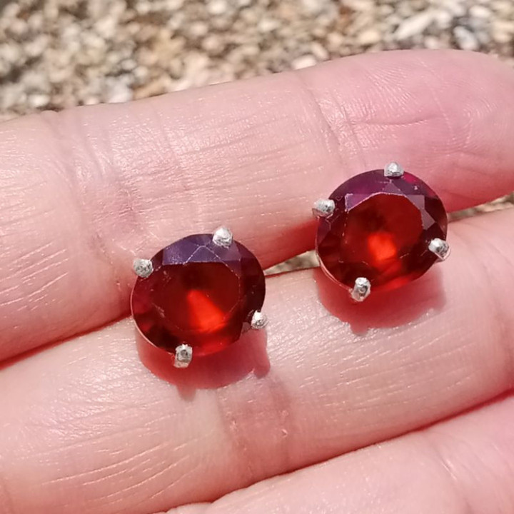 Sparkling Genuine Garnet Earrings | 925 Sterling Silver
