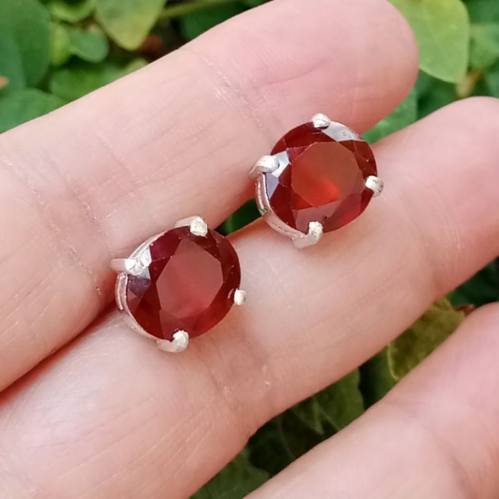 Sparkling Genuine Garnet Earrings | 925 Sterling Silver