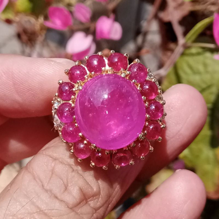 Ruby and Tanzanite Ring Set in Sterling Silver (#56)