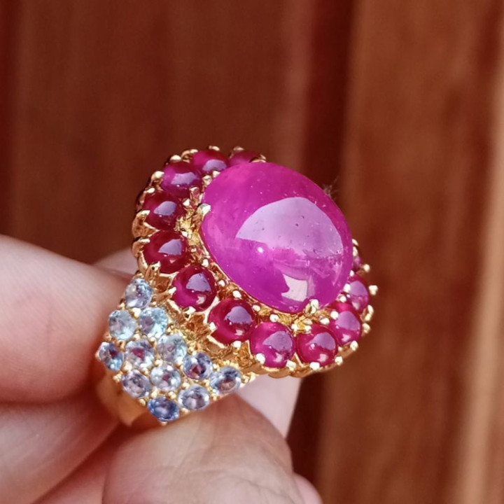 Ruby and Tanzanite Ring Set in Sterling Silver (#56)