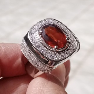 Genuine Garnet Ring | 4-Carat Facet, .925 Sterling Silver