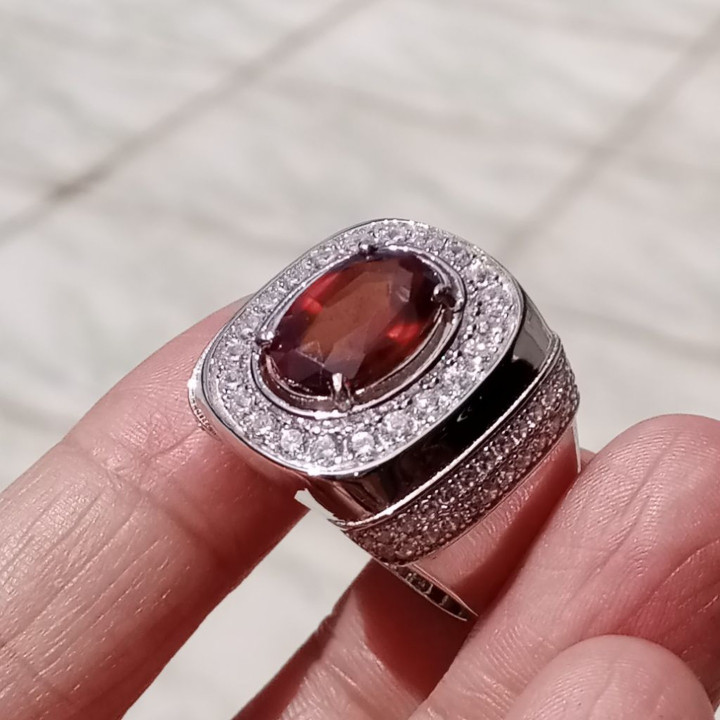 Genuine Garnet Ring | 4-Carat Facet, .925 Sterling Silver