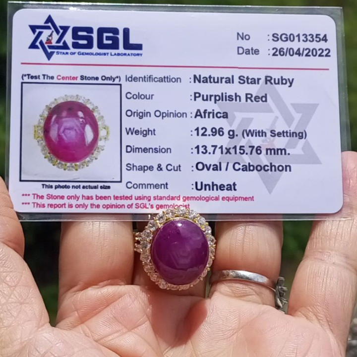 Radiant Star Ruby Ring | Size 56 | Certified Natural Unheated