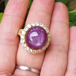 Radiant Natural Unheated Star Ruby Ring - Size 56