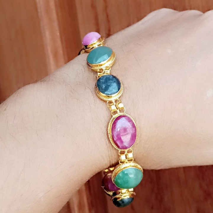 Genuine Gemstone Bracelet | 92.5 Sterling Silver