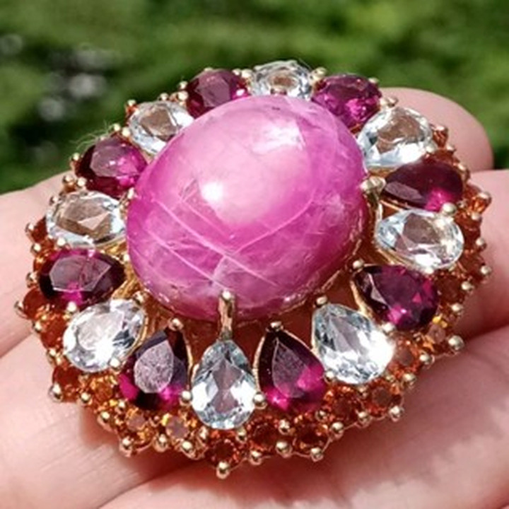 Radiant Ruby and Gemstone Ring in Sterling Silver