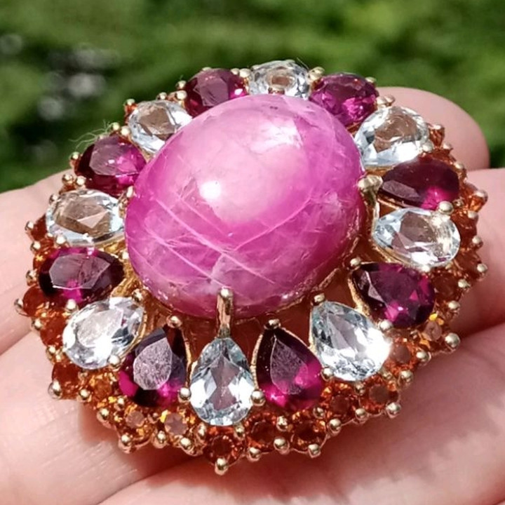 Radiant Ruby and Gemstone Ring in Sterling Silver