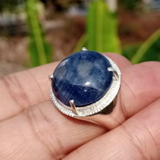 Raw Sapphire Ring in Sterling Silver | Size 59