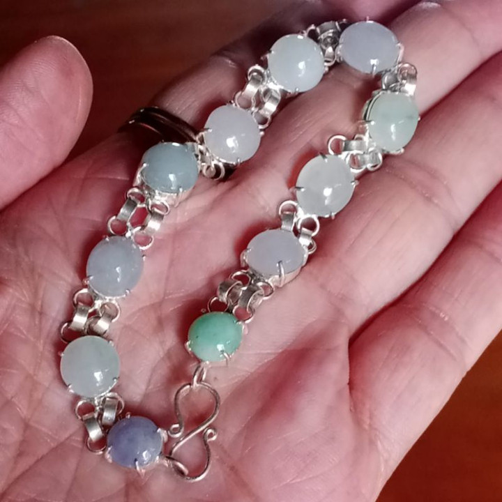 Icy Jade Bracelet | Genuine Burmese Jade and Sterling Silver