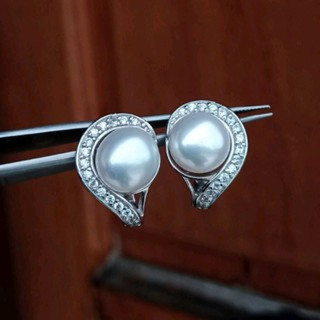 Genuine 10mm Natural Pearl Sterling Silver Earrings