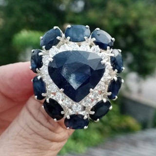 Genuine Sapphire Ring in Sterling Silver | Size 58