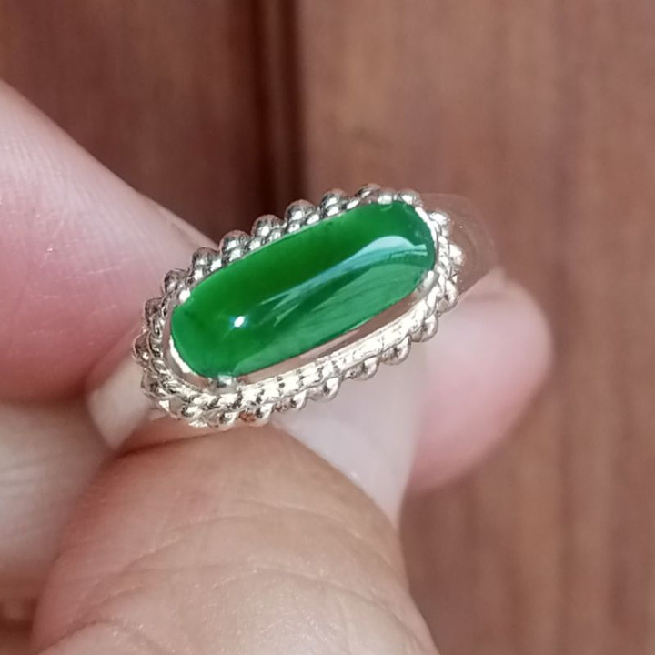 Genuine Burmese Jade Ring | 925 Sterling Silver