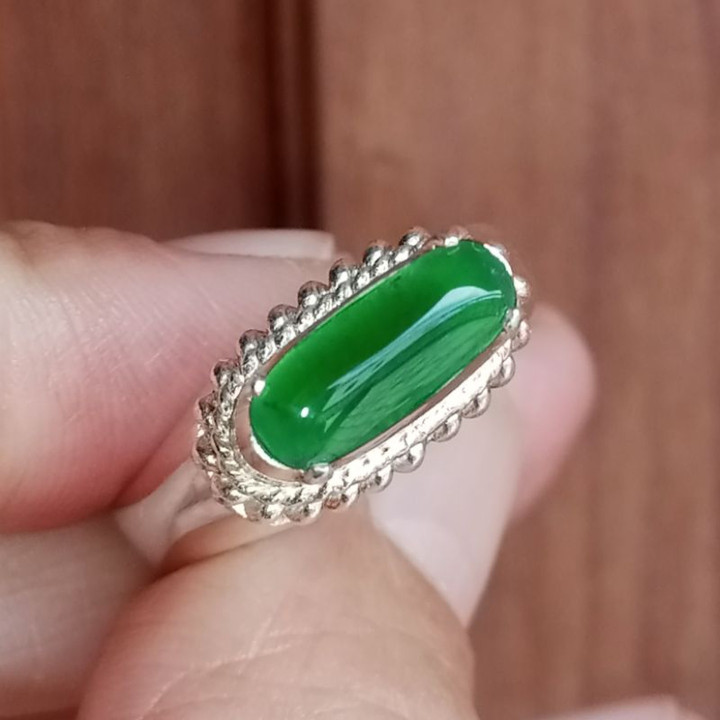 Genuine Burmese Jade Ring | 925 Sterling Silver