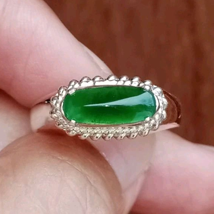 Genuine Burmese Jade Ring | 925 Sterling Silver