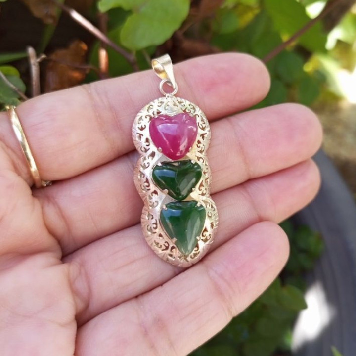 Genuine Burmese Ruby and Jadeite Pendant - Natural Gemstone Jewelry