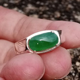 Genuine Burmese Jade Ring | 925 Sterling Silver Size 62