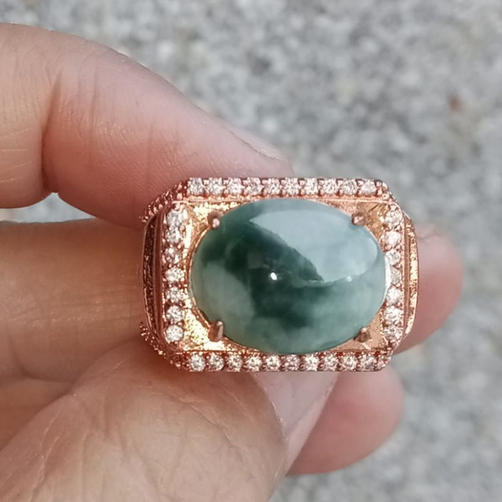 Natural Burmese Jade Ring, Size 55