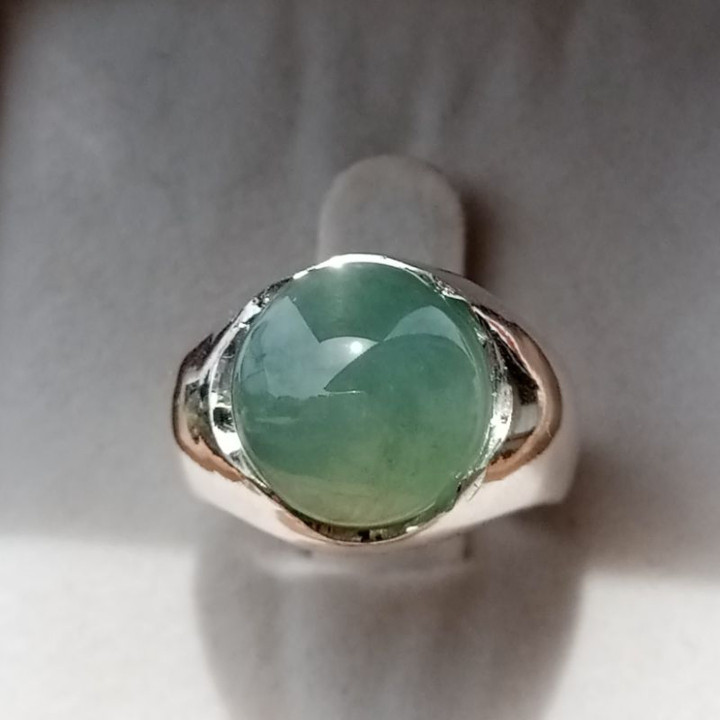 Natural Burmese Jade Ring in Sterling Silver
