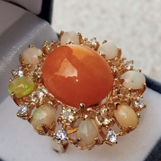 Radiant 33x36mm Opal Ring in Sterling Silver (#56)