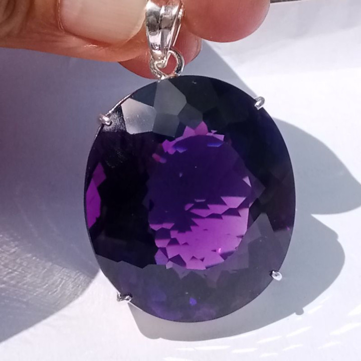 Genuine Amethyst Pendant | 102 Carats | Sterling Silver