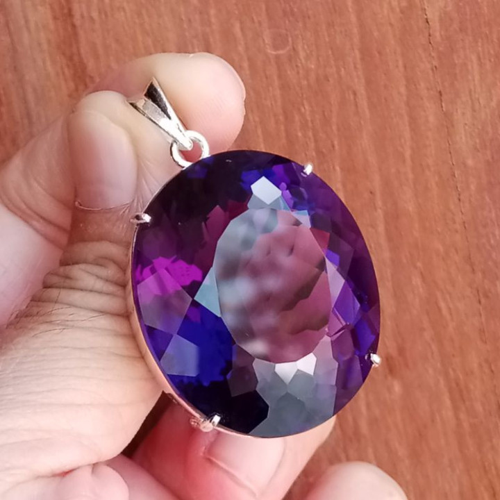 Genuine Amethyst Pendant | 102 Carats | Sterling Silver