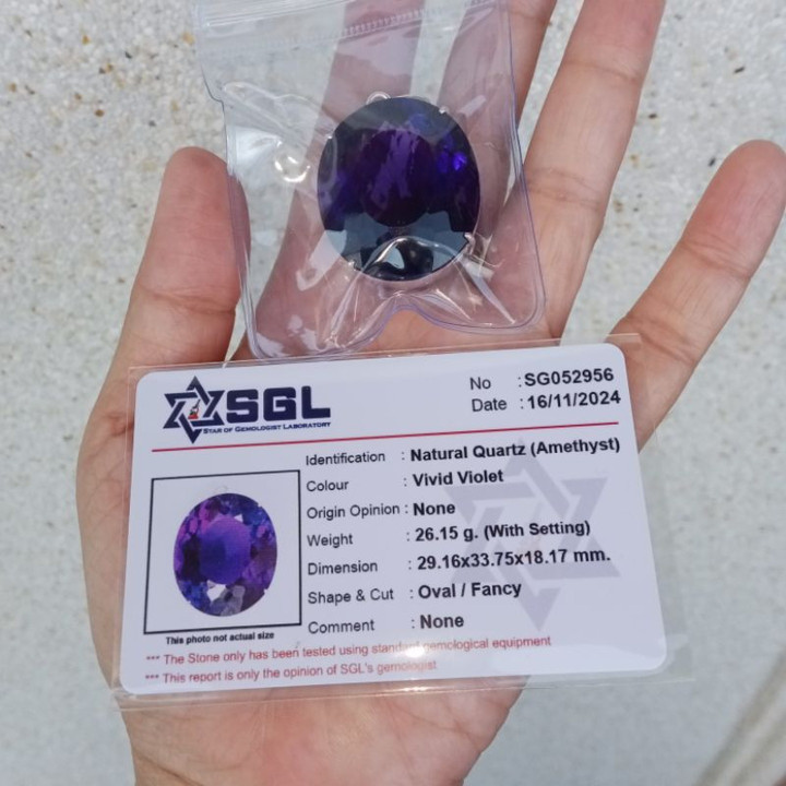 Genuine Amethyst Pendant | 102 Carats | Sterling Silver