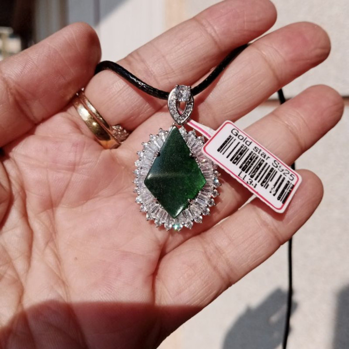 Pendentif en jade birman véritable | Argent sterling S925
