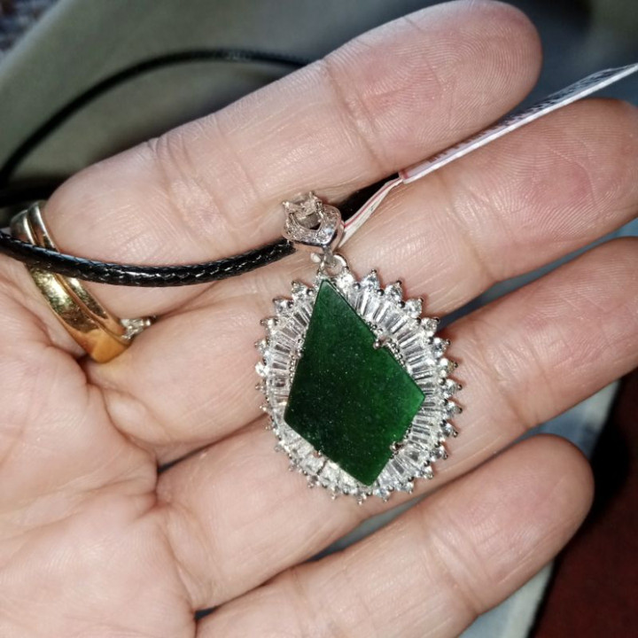 Pendentif en jade birman véritable | Argent sterling S925