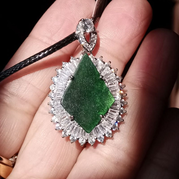 Pendentif en jade birman véritable | Argent sterling S925