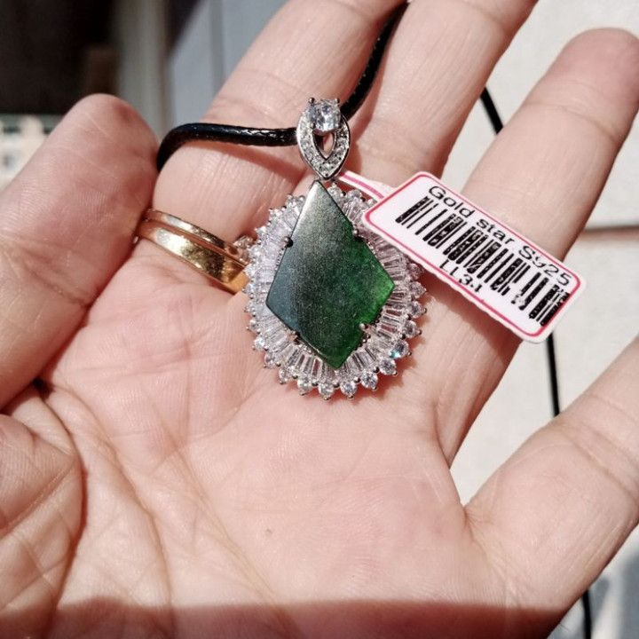 Pendentif en jade birman véritable | Argent sterling S925