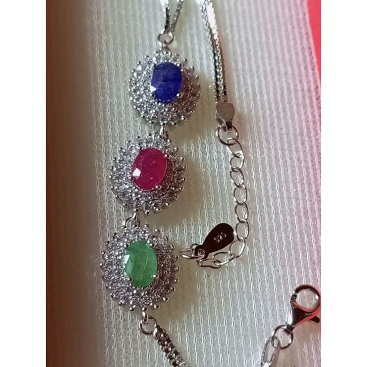 Pulsera de piedras preciosas | Ajustable, plata de ley 925