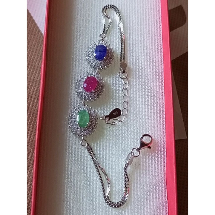 Pulsera de piedras preciosas | Ajustable, plata de ley 925