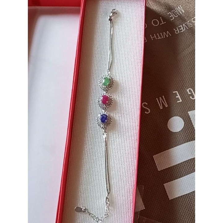 Pulsera de piedras preciosas | Ajustable, plata de ley 925