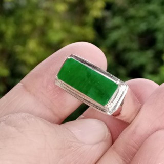 Genuine Burmese Jade Ring | 925 Silver | Size 58