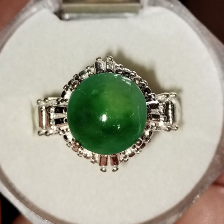 Authentic Burmese Jade Ring - Size 50 | Natural Type A Jadeite