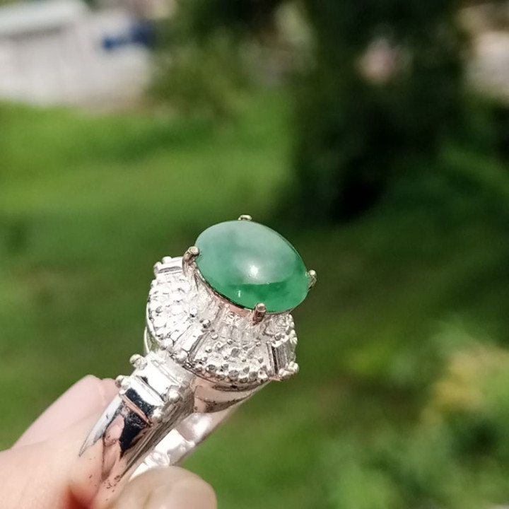 Authentic Burmese Jade Ring - Size 50 | Natural Type A Jadeite