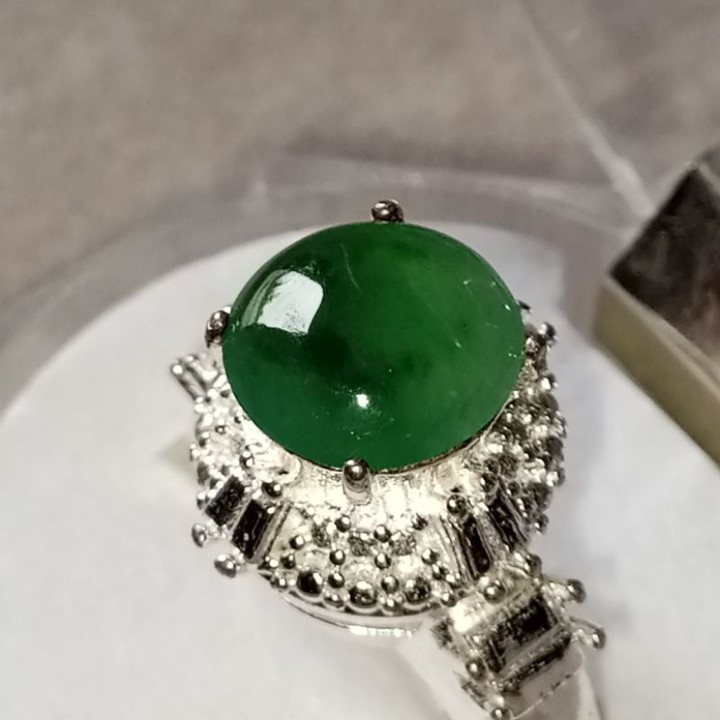Authentic Burmese Jade Ring - Size 50 | Natural Type A Jadeite