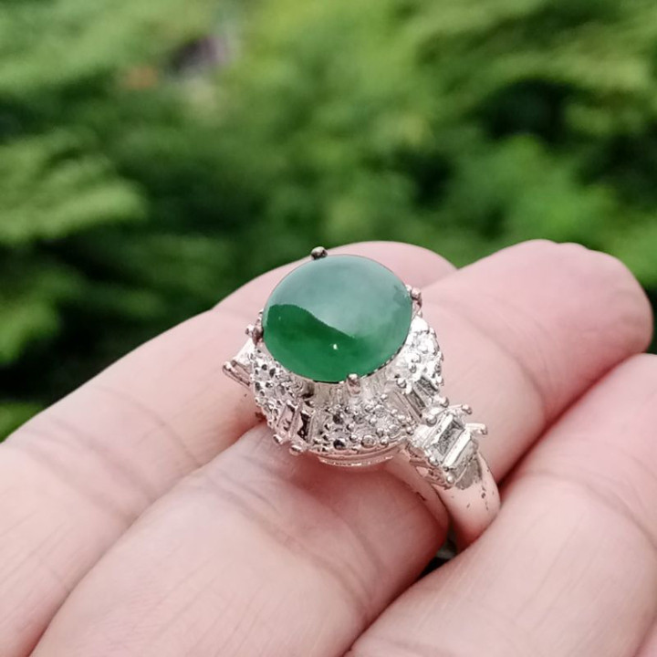 Authentic Burmese Jade Ring - Size 50 | Natural Type A Jadeite