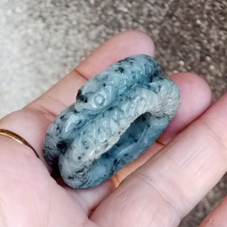 Handmade Burmese Jade Snake Ring (Size 61)