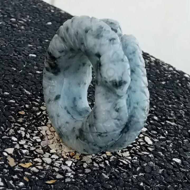 Handmade Burmese Jade Snake Ring (Size 61)