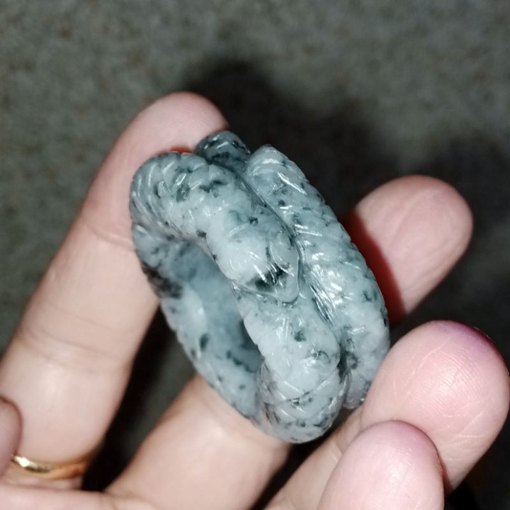 Handmade Burmese Jade Snake Ring (Size 61)