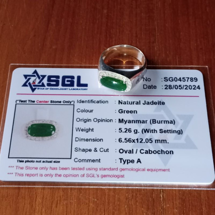 Genuine Burmese Jade Ring | Size 58 | 925 Silver