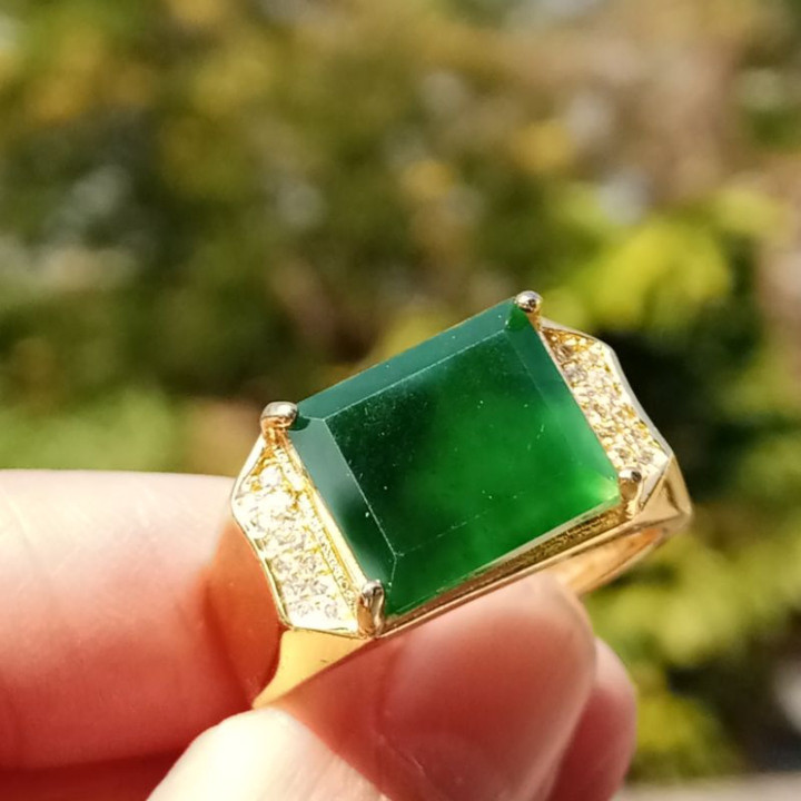 Genuine Burmese Jade Ring (Sizes 59-61) S925 Sterling Silver