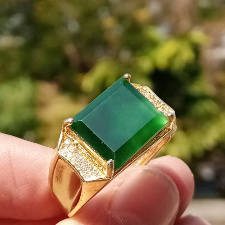 Genuine Burmese Jade Ring (Sizes 59-61) S925 Sterling Silver