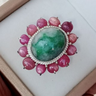 Natural Burmese Jade Ring | 925 Sterling Silver | Size 57